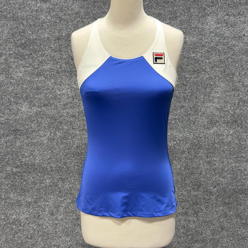 Fila Tank Top Womens Small Blue White Colorblock Built In Bra Tennis Athletic